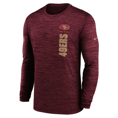 Reserved San Francisco 49ers Sideline Velocity Men&apos;s Nike Dri-FIT NFL Long-Sleeve T-Shirt Red